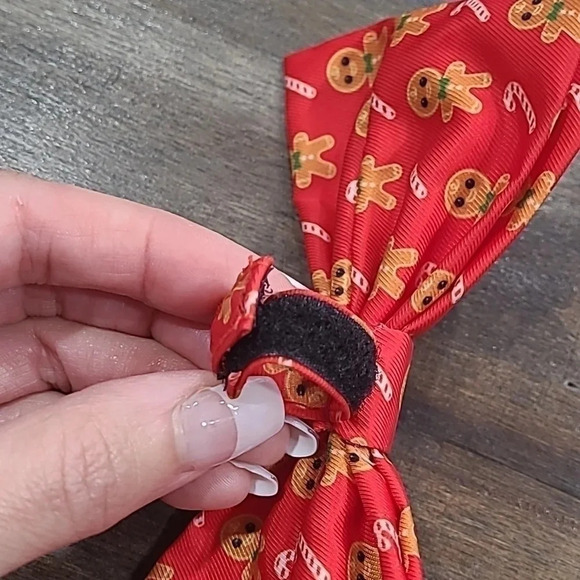 Gingerbread and Candy Cane Dog Bow Tie - Picture 7 of 7